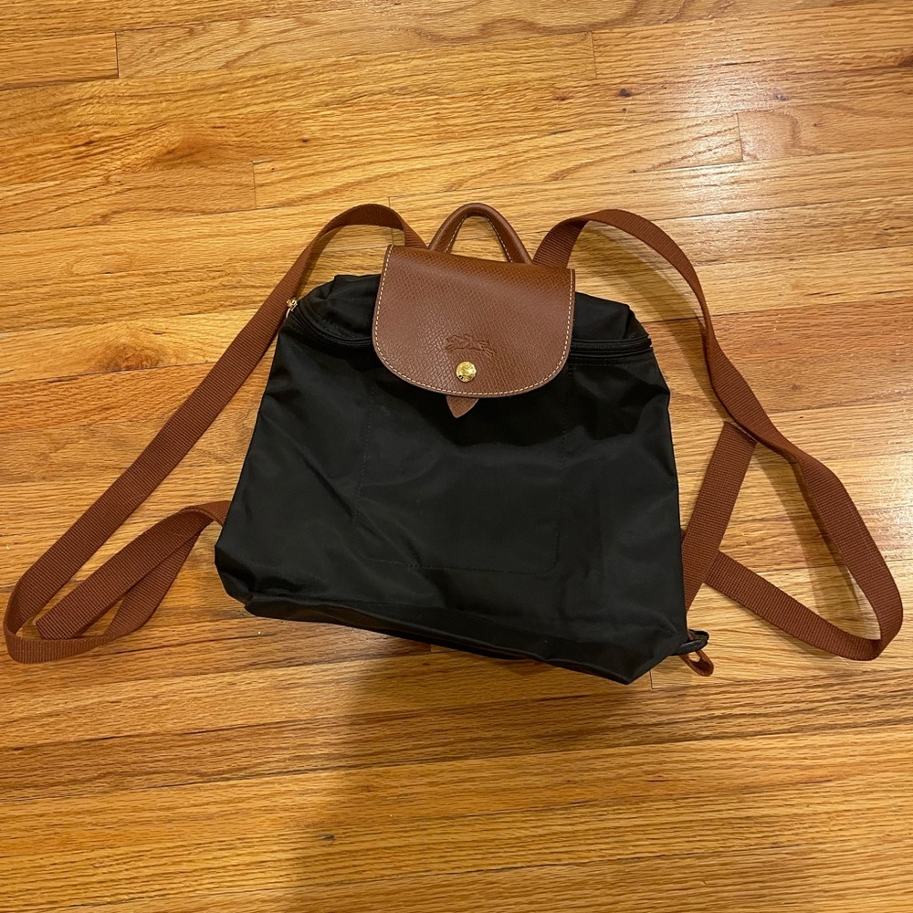 Longchamp Black and Brown Backpack